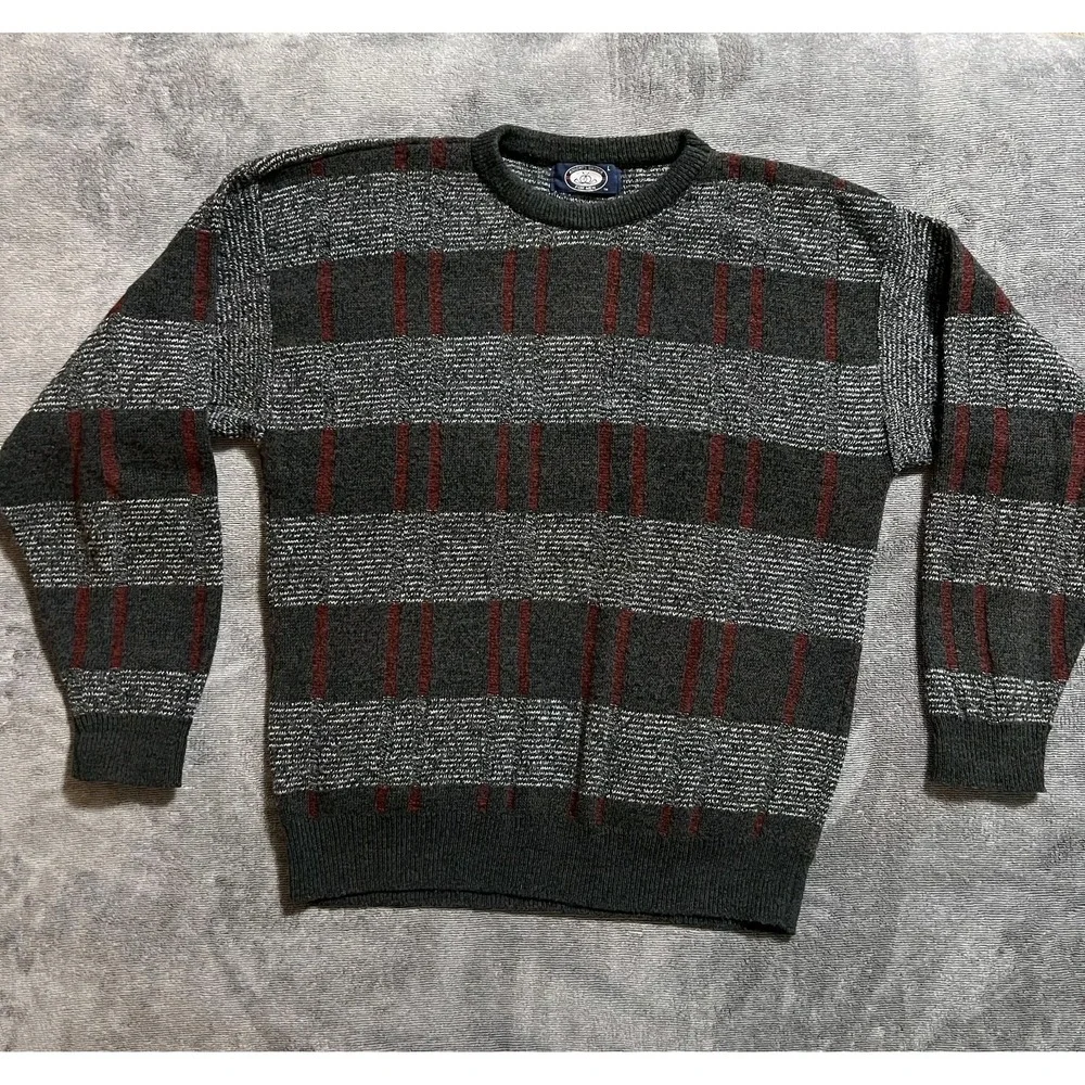 Vintage Knights Bridge Sweater Mens Large Made in USA Fair Isle Jumper 90s Vtg